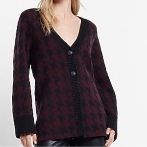 NWT EXPRESS Houndstooth Button Front Cardigan Purple/Black XL